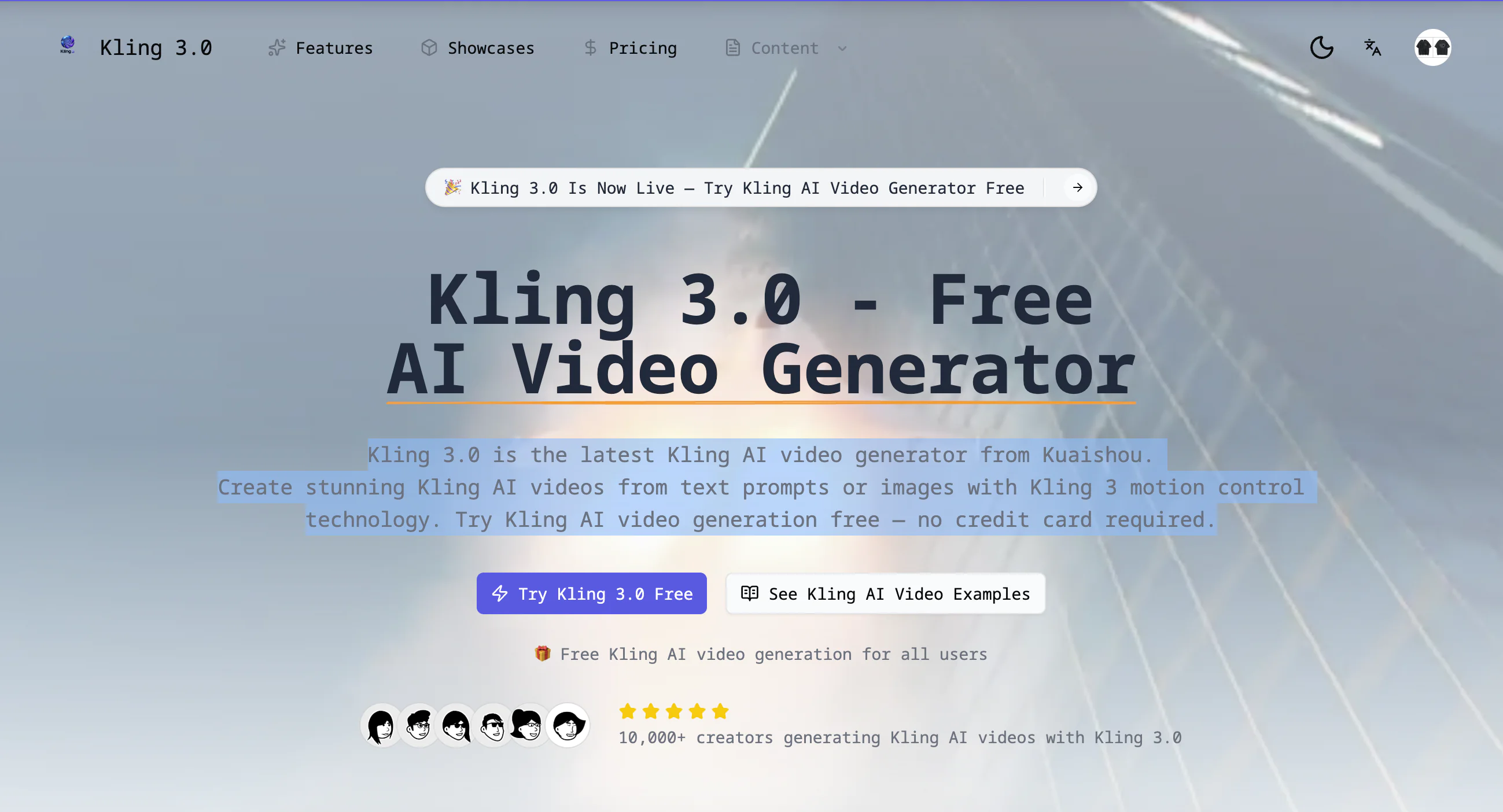 Screenshot 1 of Kling 3.0 AI Video Generator